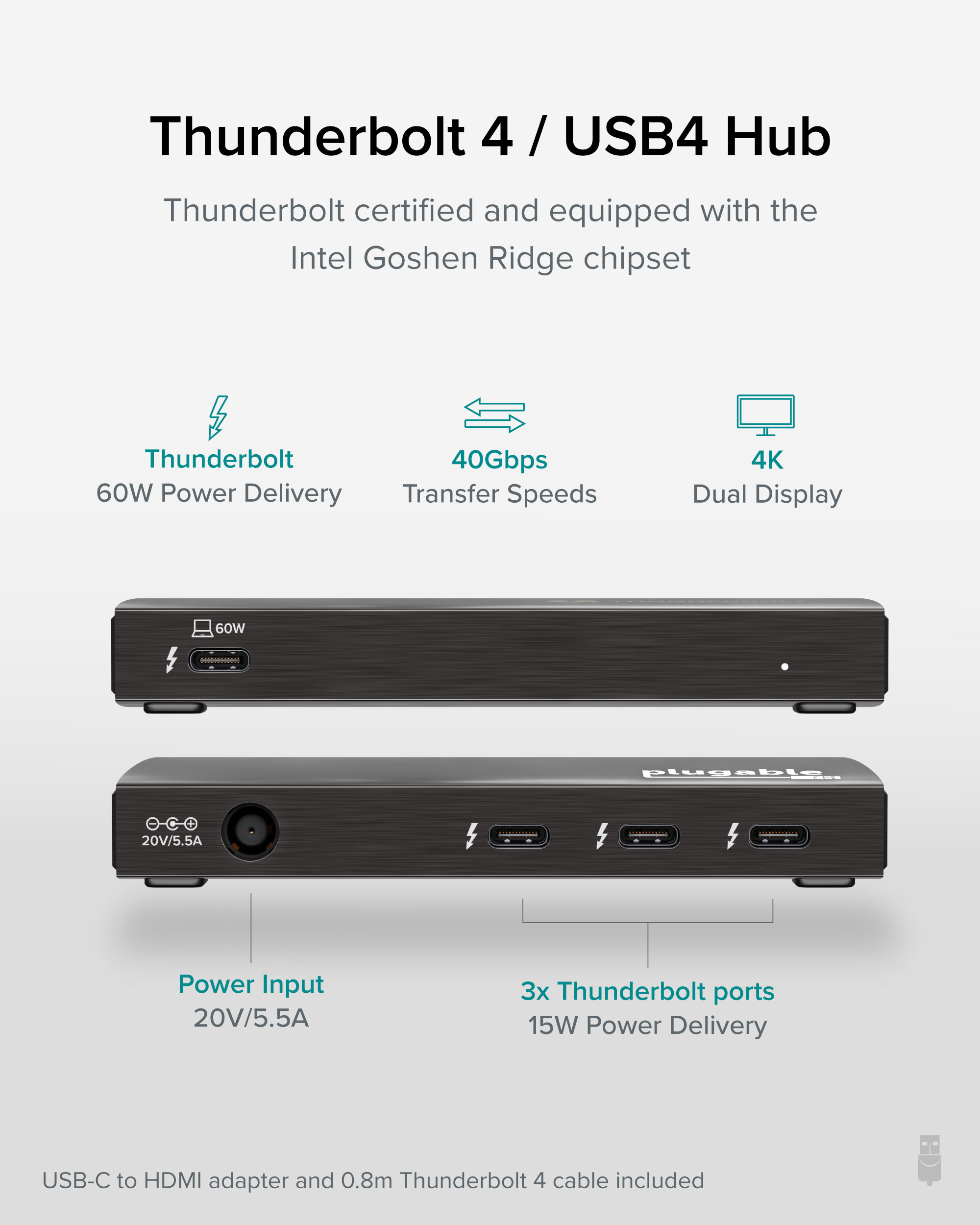 Plugable Thunderbolt™ 3 Dual Display HDMI 2.0 Adapter for Mac and Wind –  Plugable Technologies