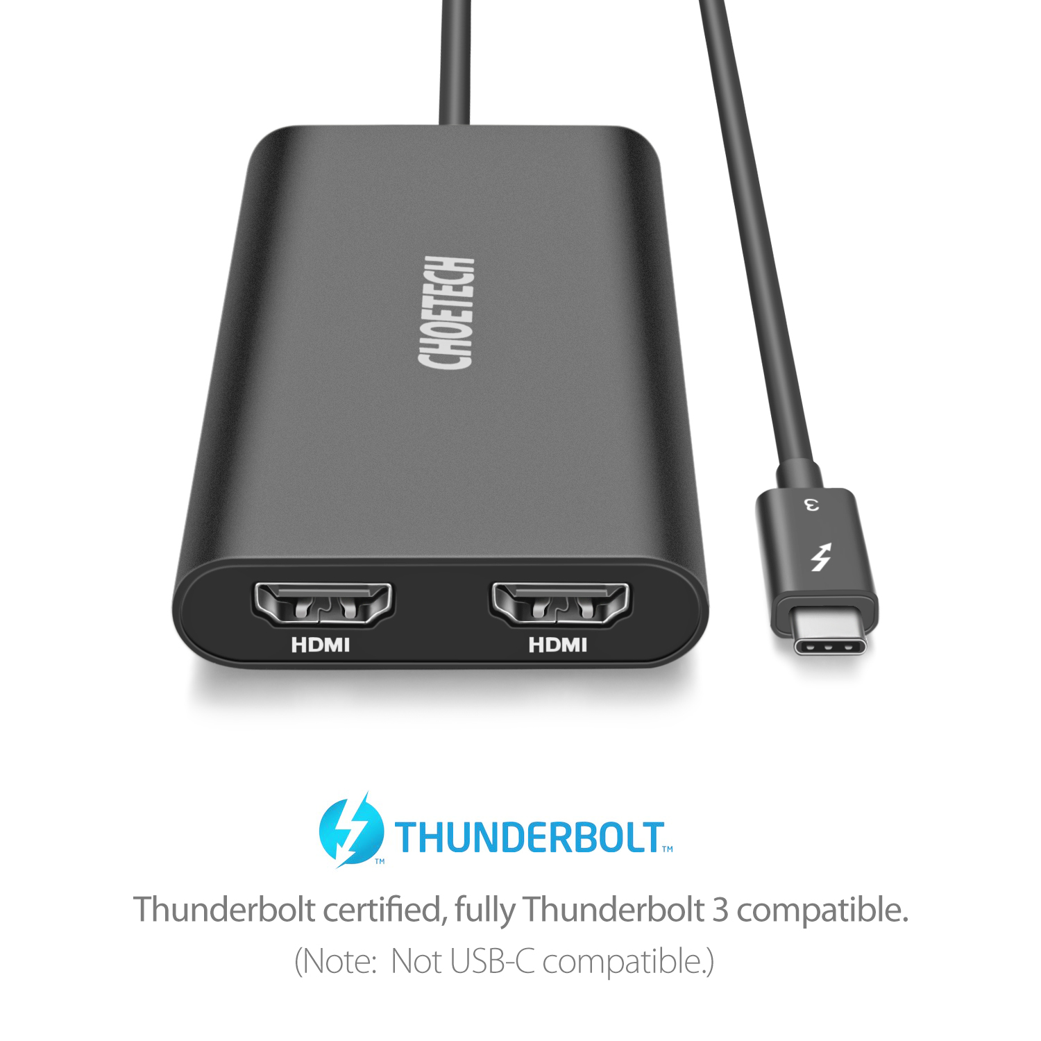 CHOETECH Thunderbolt 3 to Dual HDMI 2.0 Output Adapter