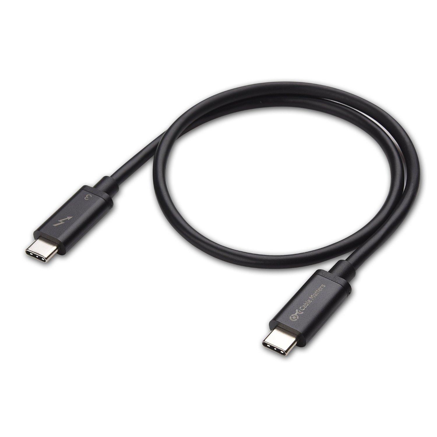 Cable Matters 40 Gbps Thunderbolt™ 3 Cable in Black 1.6ft/0.5m